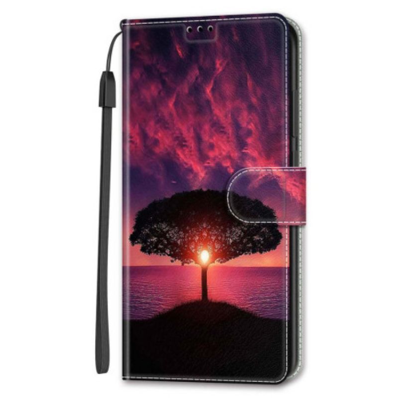 Δερματινη Θηκη Samsung Galaxy S24 Ultra 5g Black Tree And Sunset Strap