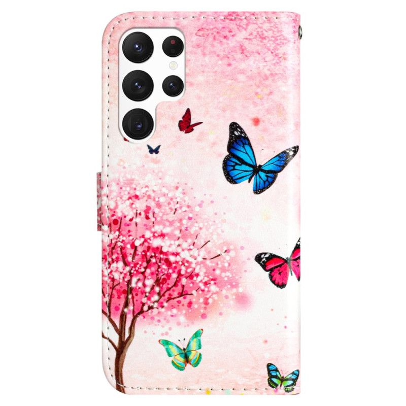 Δερματινη Θηκη Samsung Galaxy S24 Ultra 5g Cherry Blossom Με Λουράκι