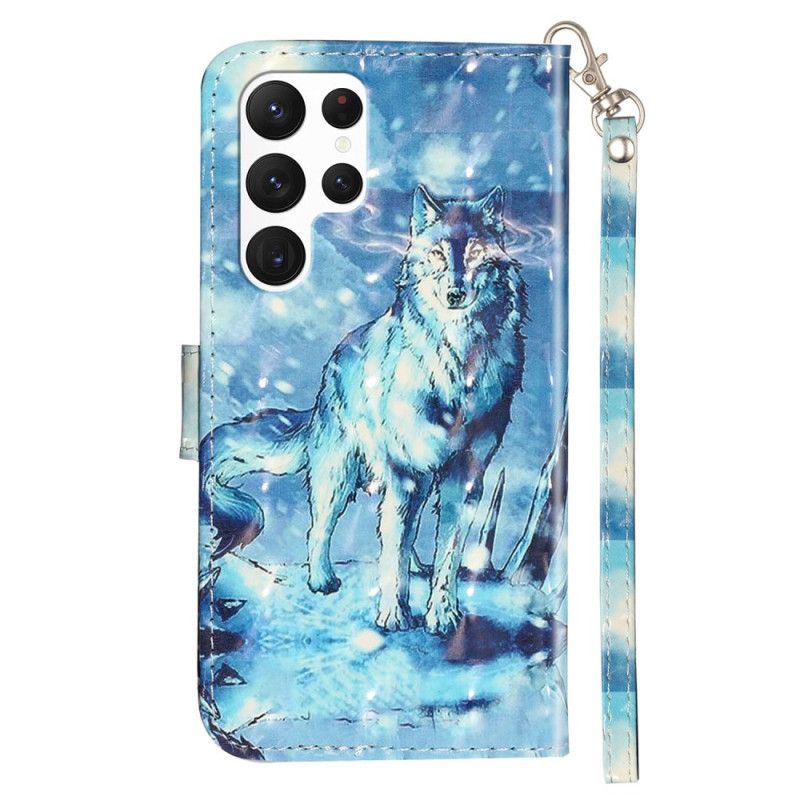 Δερματινη Θηκη Samsung Galaxy S24 Ultra 5g Snow Wolf With Strap Σιλικόνης