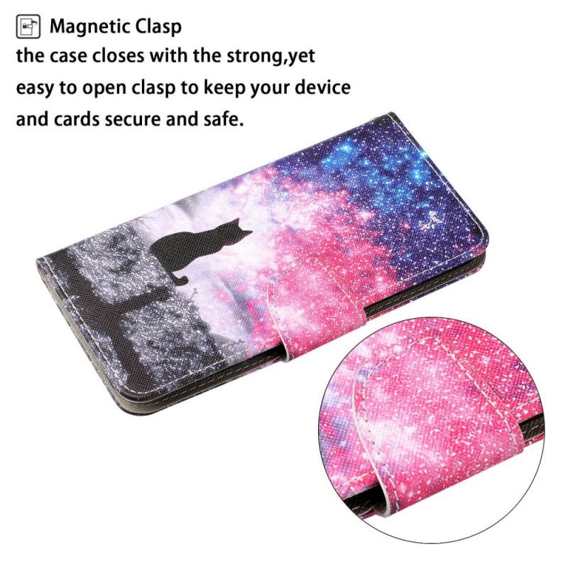 Δερματινη Θηκη Samsung Galaxy S24 Ultra 5g Starry Sky And Lanyard Cat