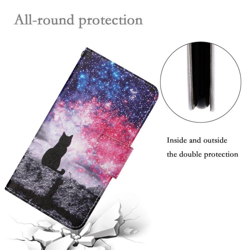 Δερματινη Θηκη Samsung Galaxy S24 Ultra 5g Starry Sky And Lanyard Cat