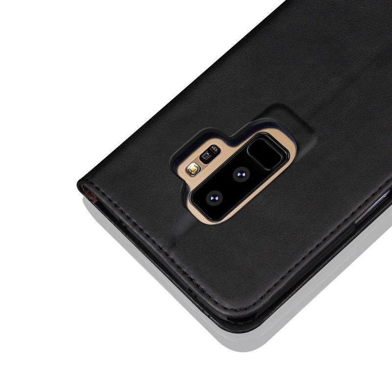 δερματινη θηκη Samsung Galaxy S9 Plus Μαύρο Ραφές Με Εφέ Δέρματος σιλικόνης