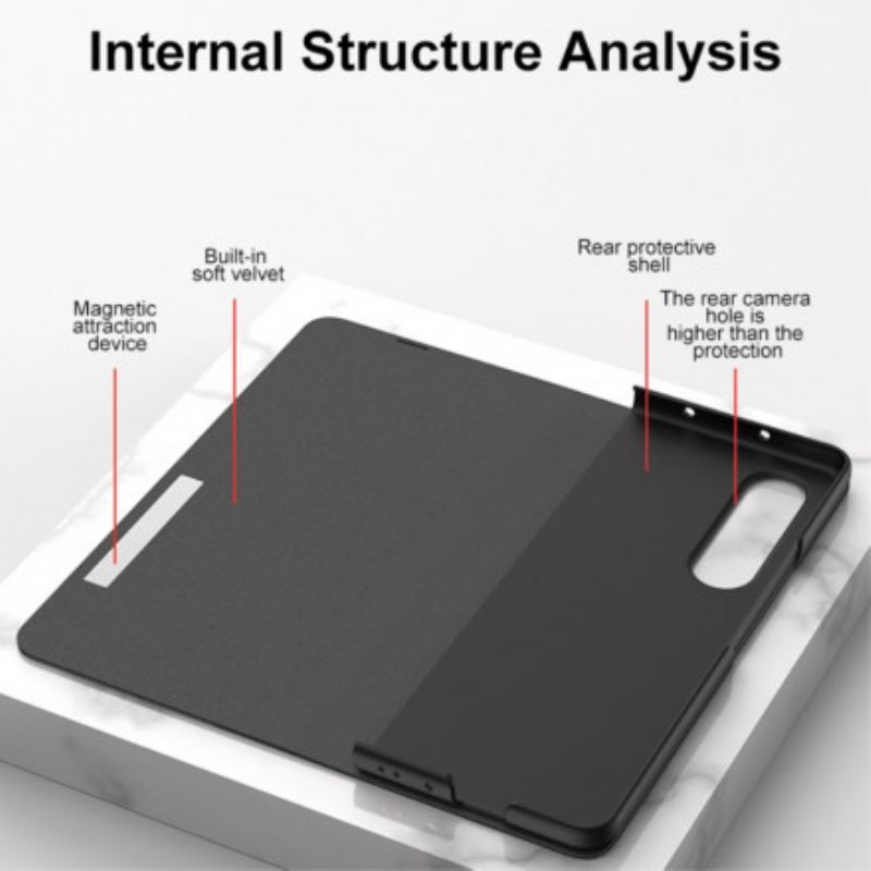 δερματινη θηκη Samsung Galaxy Z Fold 3 5G Μαύρο Gkk Μαρμάρινο Σκληρυμένο Γυαλί