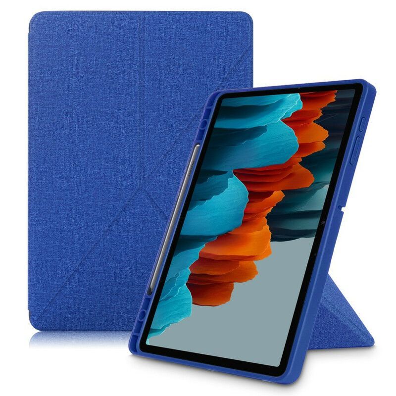 Έξυπνη Θήκη Samsung Galaxy Tab S7 FE Μαύρο Υφή Υφάσματος Origami