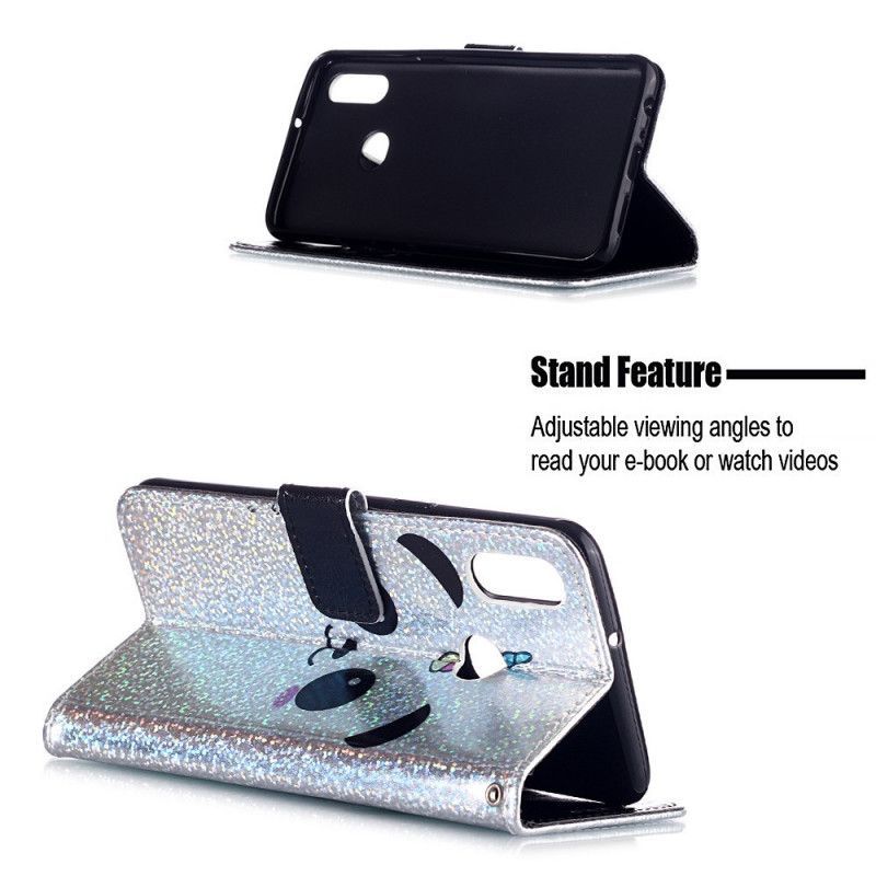 Κάλυμμα Folio Samsung Galaxy A10s Θήκες Κινητών Panda Σε Glitter Φόντο