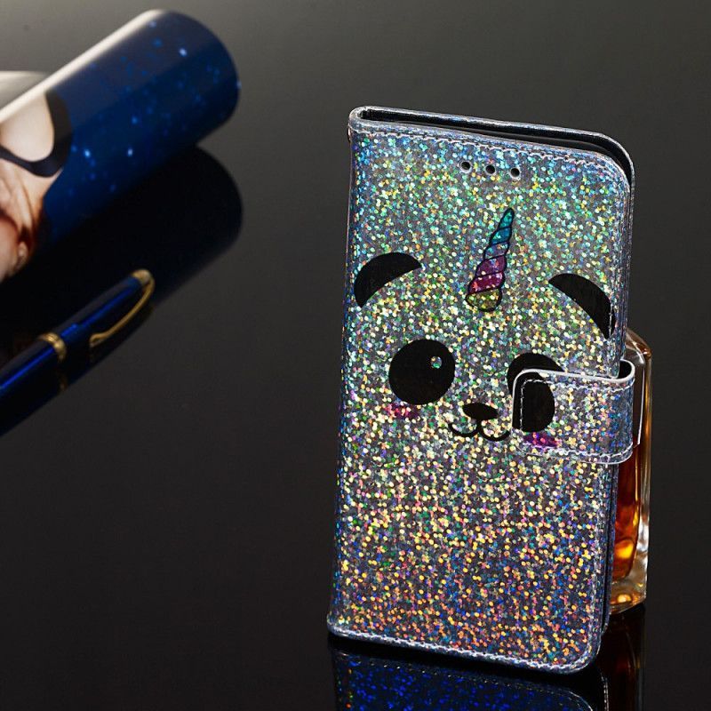 Κάλυμμα Folio Samsung Galaxy A10s Θήκες Κινητών Panda Σε Glitter Φόντο