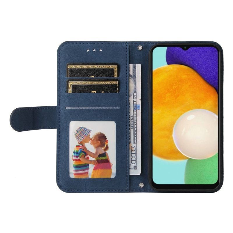 Κάλυμμα Folio Samsung Galaxy A13 5G Μαύρο Δερμάτινο Πριτσίνι Και Λουράκι