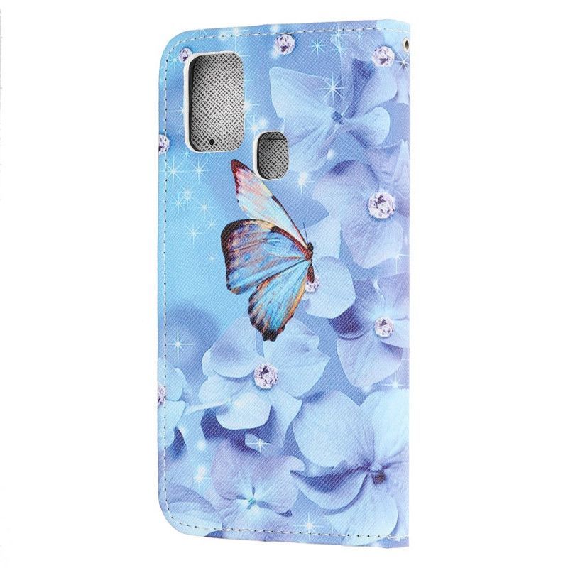 Κάλυμμα Folio Samsung Galaxy A21s Θήκες Κινητών Strappy Diamond Butterflies