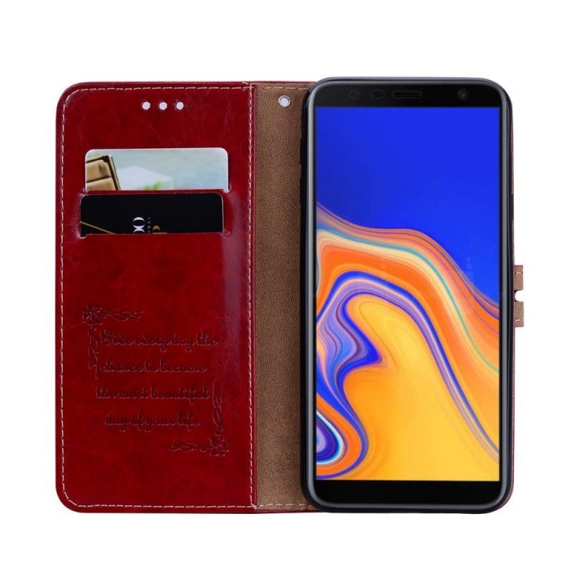 Κάλυμμα Folio Samsung Galaxy J4 Plus Κόκκινο Γυαλιστερό Δερμάτινο Καπέλο Πρίγκιπας