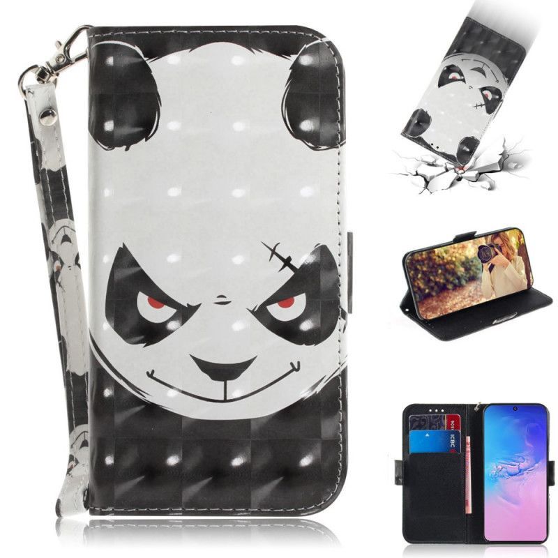 Κάλυμμα Folio Samsung Galaxy S10 Lite Θυμωμένο Panda Με Λουράκι