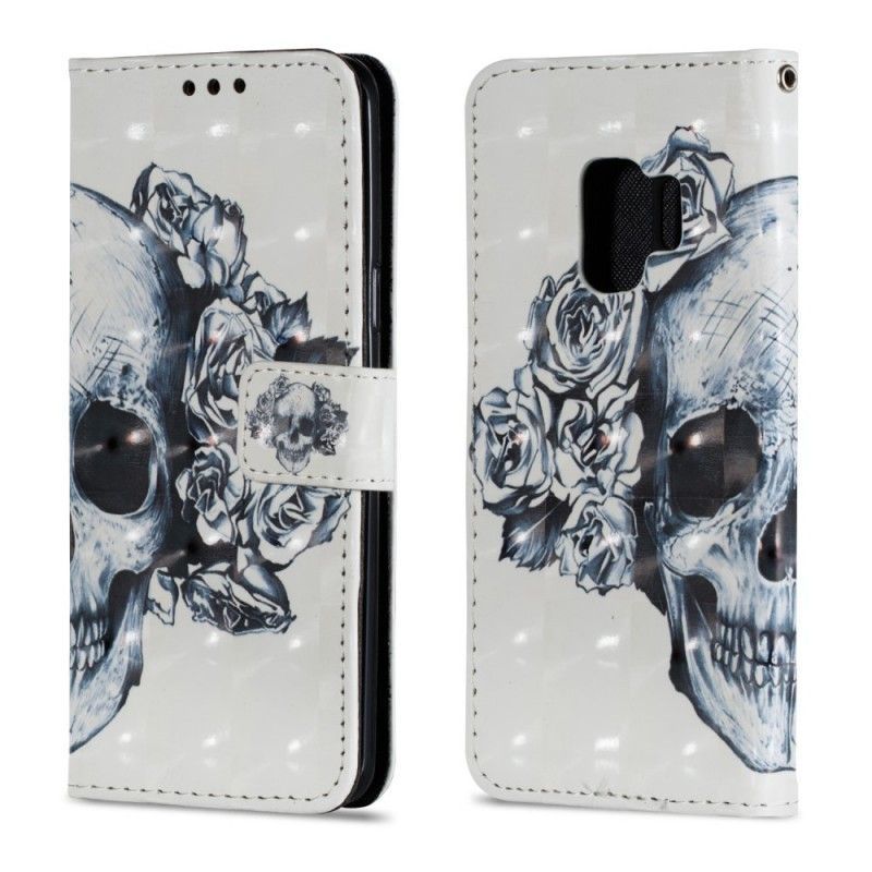 Κάλυμμα Folio Samsung Galaxy S9 Θήκες Κινητών 3D Floral Κρανίο