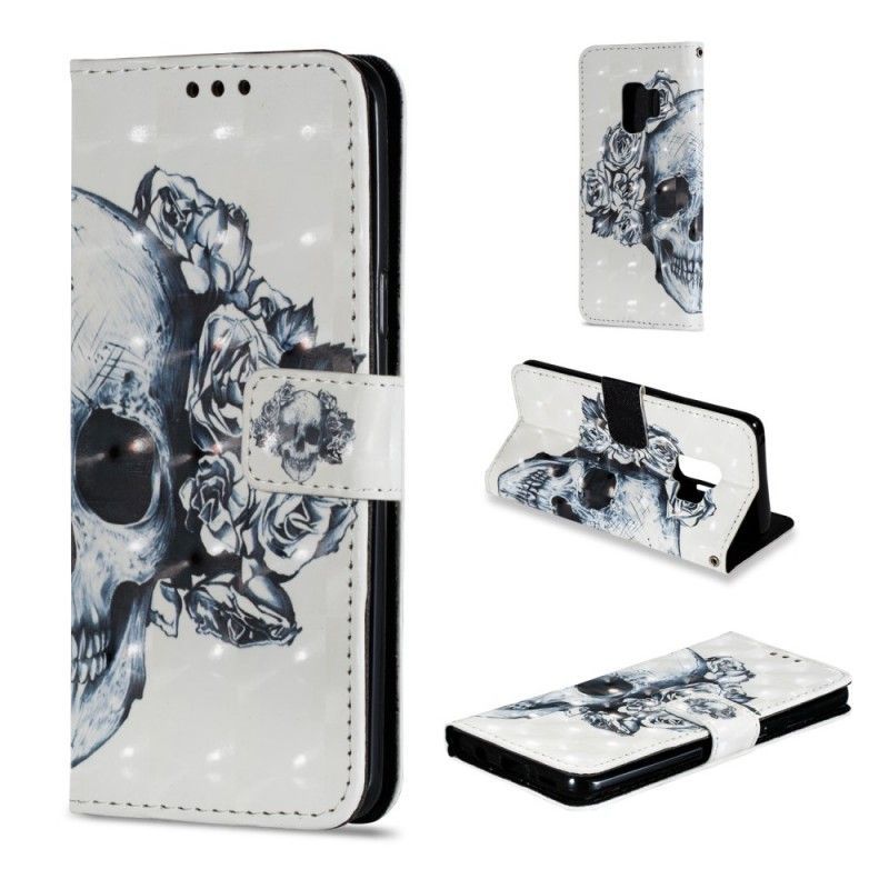 Κάλυμμα Folio Samsung Galaxy S9 Θήκες Κινητών 3D Floral Κρανίο