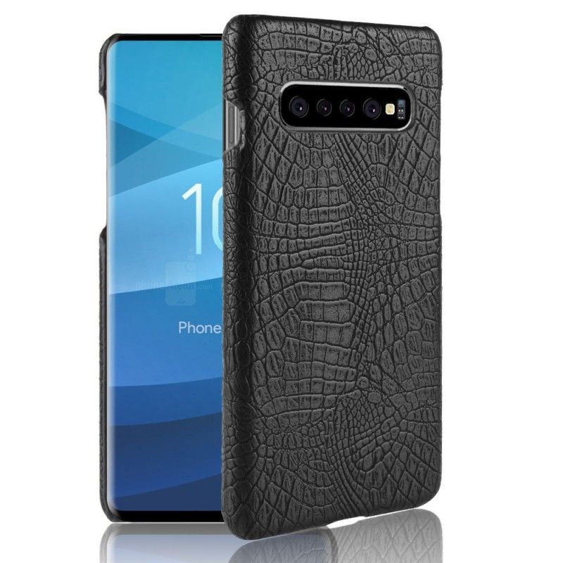 Κάλυμμα Για Samsung Galaxy S10 Plus Μαύρο Εφέ Δέρματος Κροκόδειλου