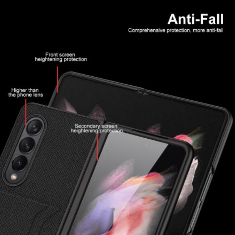 Κάλυμμα Για Samsung Galaxy Z Fold 3 5G Υφαντό Δέρμα Gkk Κάρτα