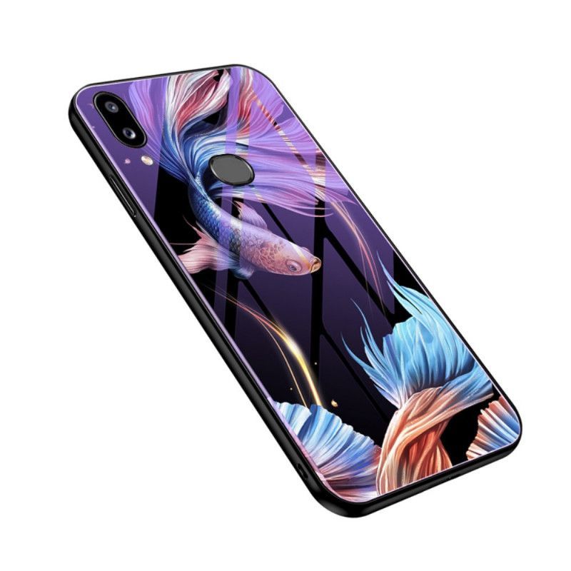 Κάλυμμα Samsung Galaxy A10s Κόκκινο Σκληρυμένο Γυαλί Με Φθορίζον Σχέδιο