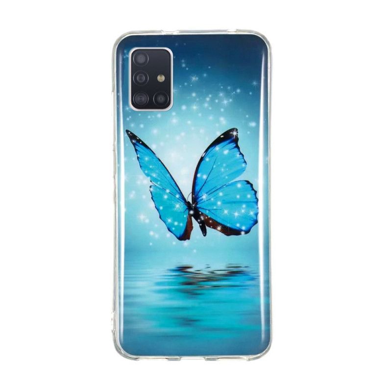 Κάλυμμα Samsung Galaxy A51 5G Φθορίζουσα Μπλε Πεταλούδα