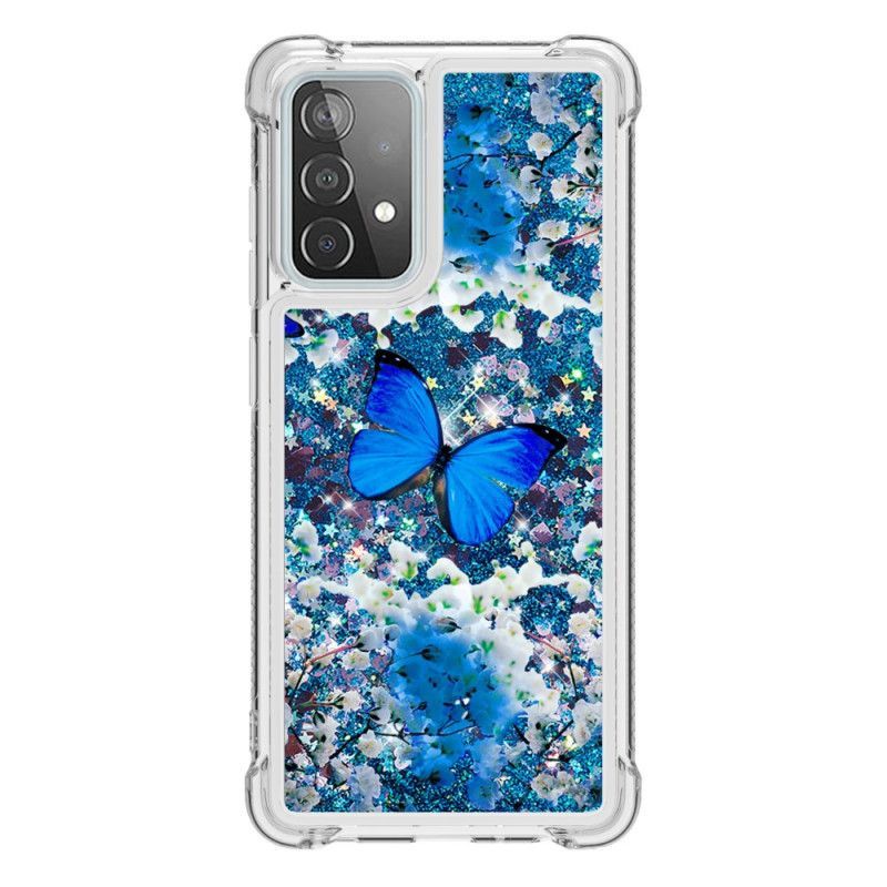 Κάλυμμα Samsung Galaxy A52 4G / A52 5G Glitter Μπλε Πεταλούδες