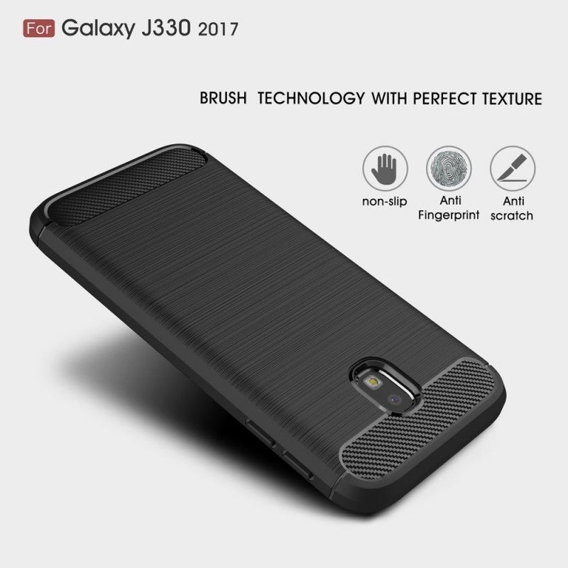 Κάλυμμα Samsung Galaxy J3 2017 Μαύρο Βουρτσισμένη Ίνα Άνθρακα