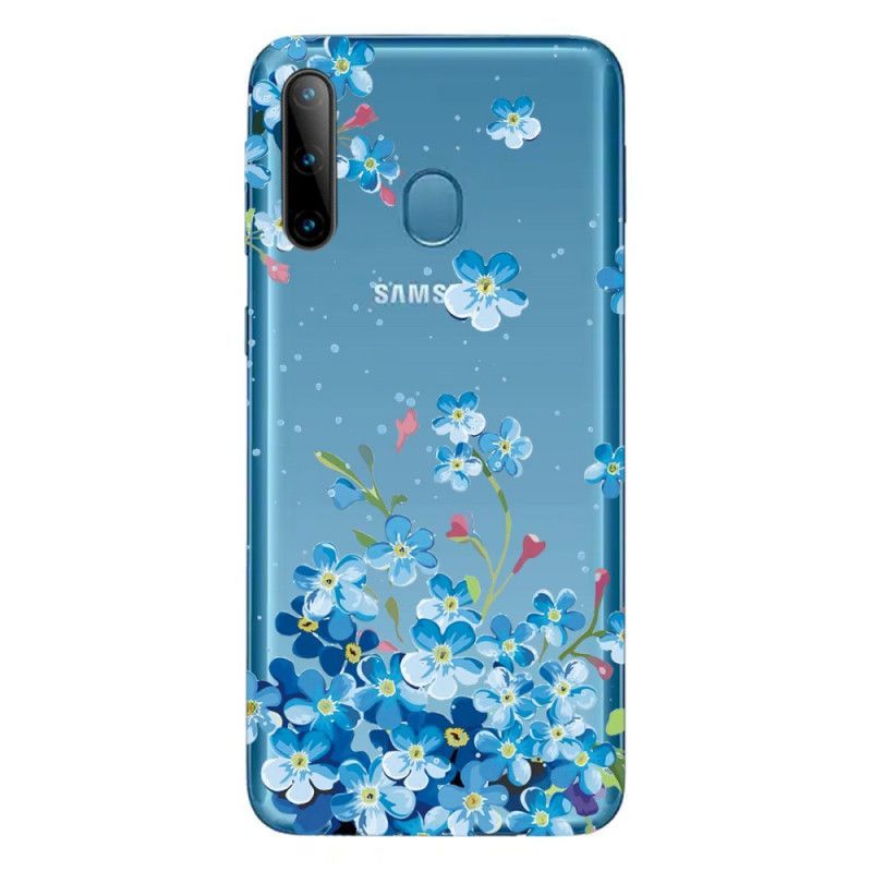 Κάλυμμα Samsung Galaxy M11 Μπλε Λουλούδια σιλικόνης