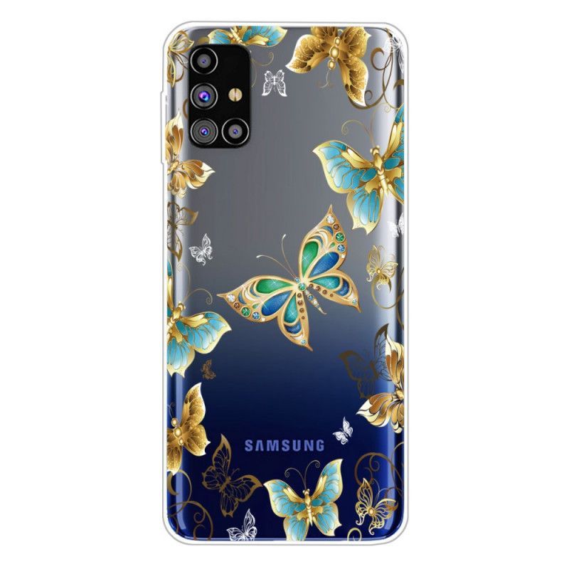 Κάλυμμα Samsung Galaxy M51 Σκούρο Μπλε Πεταλούδες Σχεδιαστών