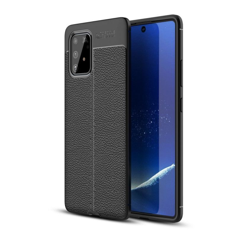 Κάλυμμα Samsung Galaxy S10 Lite Μαύρο Εφέ Από Δέρμα Λίτσι Διπλής Γραμμής Πρωτότυπος