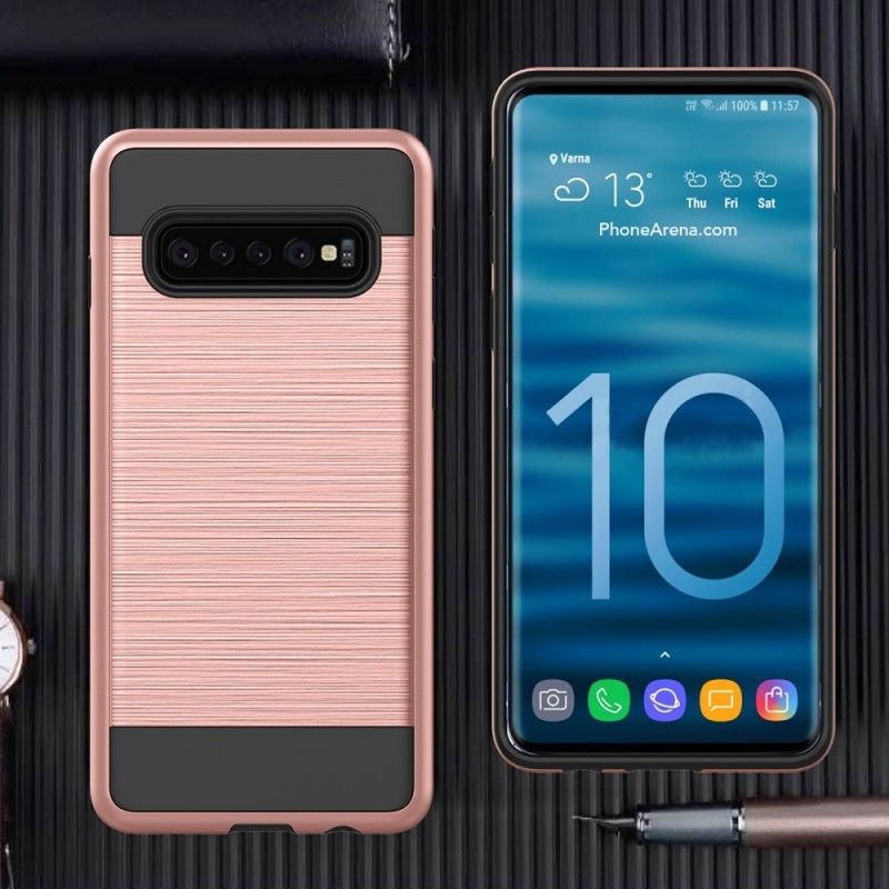 Κάλυμμα Samsung Galaxy S10 Plus Μαύρο Βουρτσισμένη Ίνα Άνθρακα