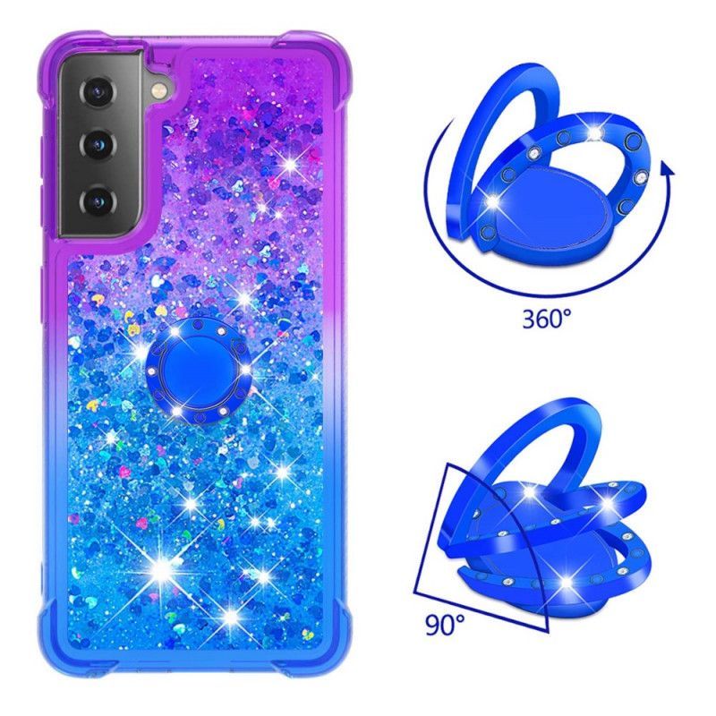 Κάλυμμα Samsung Galaxy S21 5G Ματζέντα Glitter Ring-Stand Πρωτότυπος