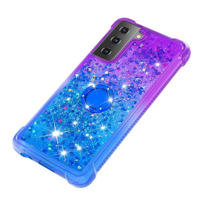 Κάλυμμα Samsung Galaxy S21 5G Ματζέντα Glitter Ring-Stand Πρωτότυπος