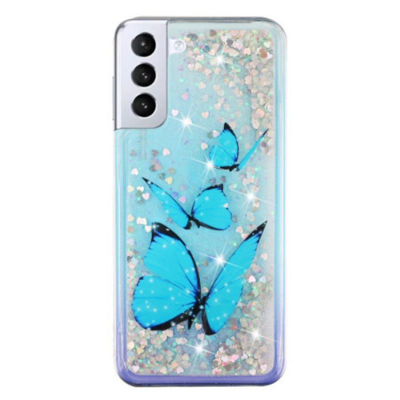 Κάλυμμα Samsung Galaxy S24 Plus 5g Θήκες Κινητών Blue Butterflies Liquid Glitter