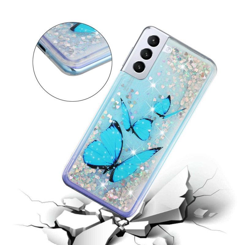 Κάλυμμα Samsung Galaxy S24 Plus 5g Θήκες Κινητών Blue Butterflies Liquid Glitter