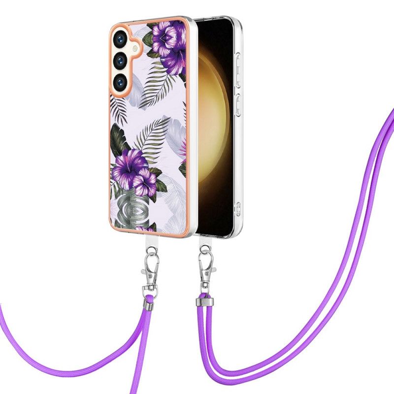 Κάλυμμα Samsung Galaxy S24 Plus 5g Θήκες Κινητών Κορδόνι Purple Flowers