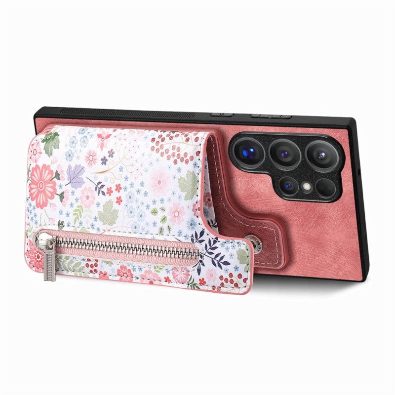 Κάλυμμα Samsung Galaxy S24 Ultra 5g Floral Integrated Wallet Σιλικόνης