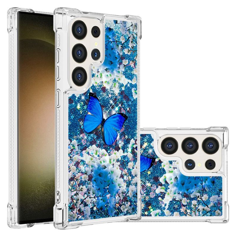 Κάλυμμα Samsung Galaxy S24 Ultra 5g Θήκες Κινητών Blue Butterfly Glitter