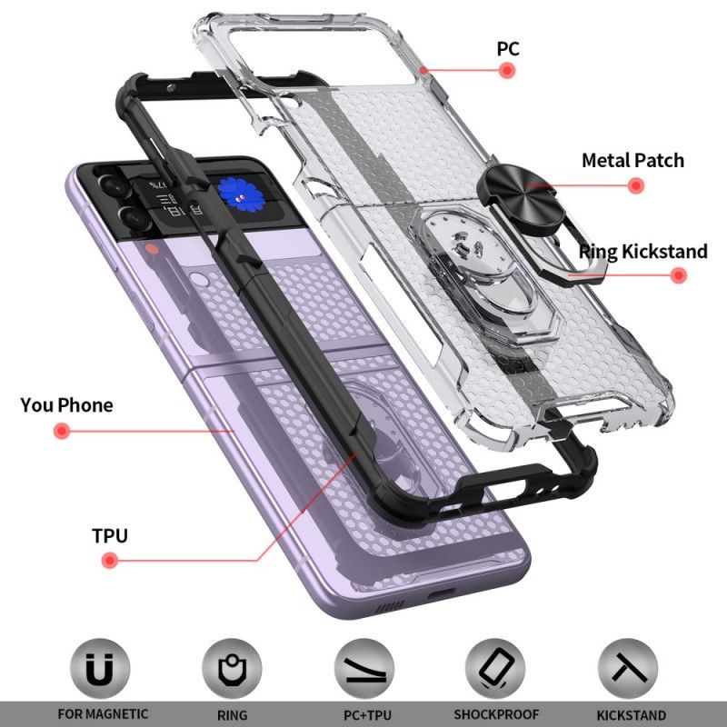 Κάλυμμα Samsung Galaxy Z Flip 3 5G Μαύρο Δακτύλιος Στήριξης Με Ενισχυμένες Άκρες Πρωτότυπος