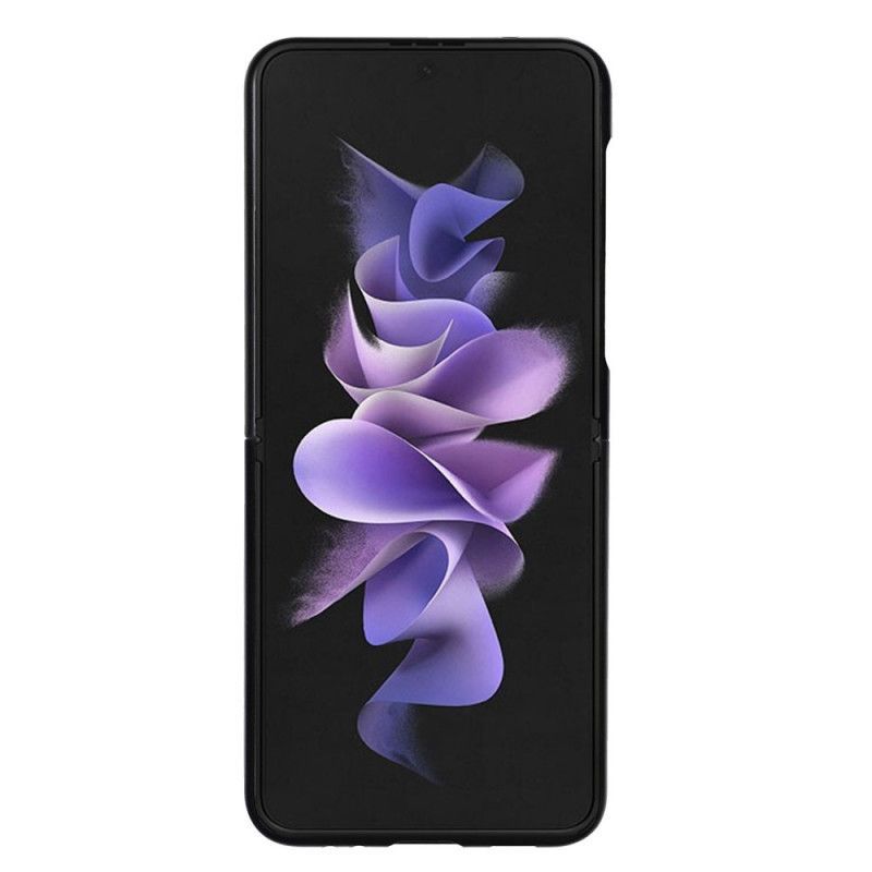 Κάλυμμα Samsung Galaxy Z Flip 3 5G Μαύρο Θήκη Για Κάρτες Από Γνήσιο Δέρμα Λίτσι