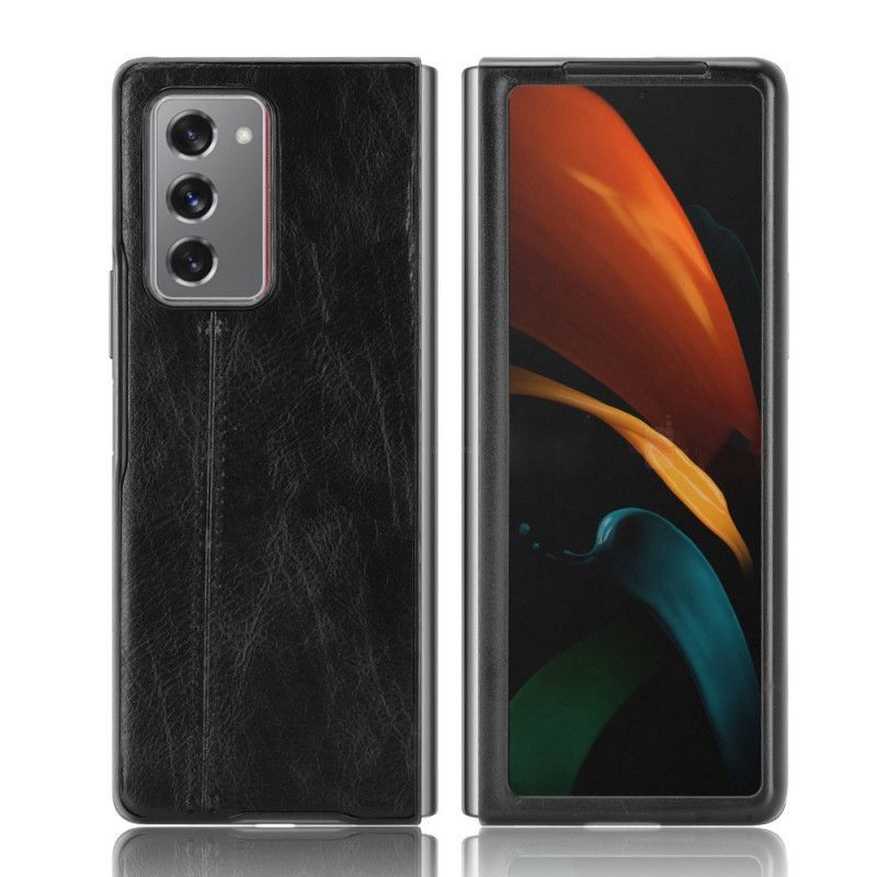 Κάλυμμα Samsung Galaxy Z Fold 2 Μαύρο Δερμάτινο Εφέ Ραφής Πρωτότυπος