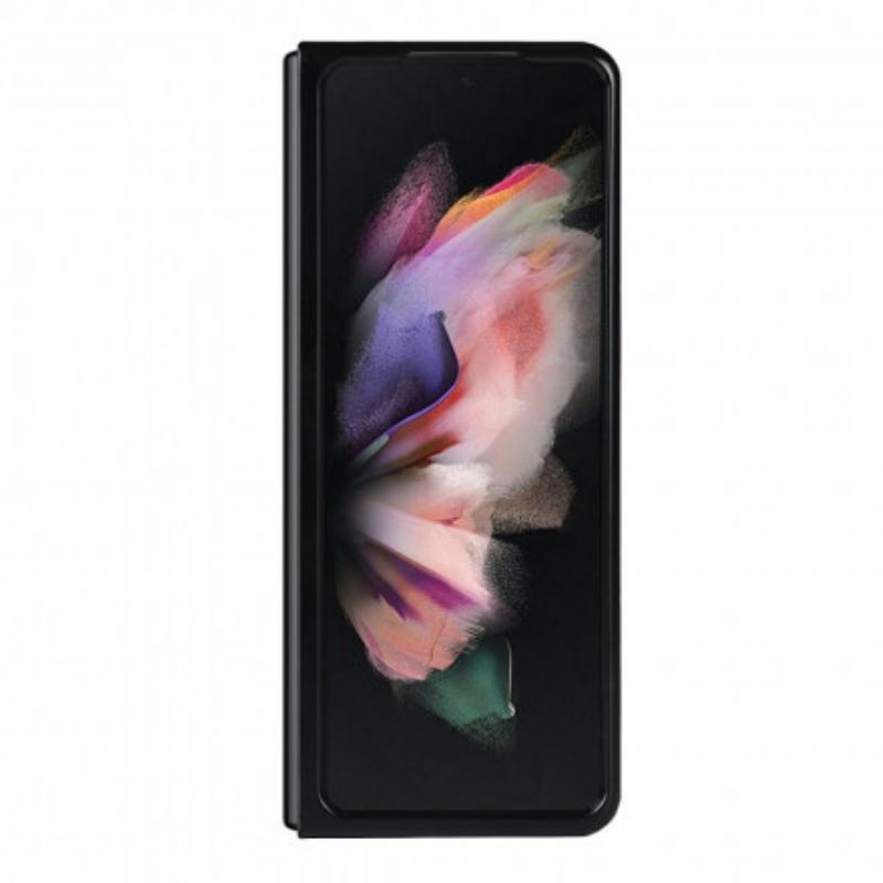 Κάλυμμα Samsung Galaxy Z Fold 3 5G Μαύρο Επένδυση Από Δέρμα Λίτσι