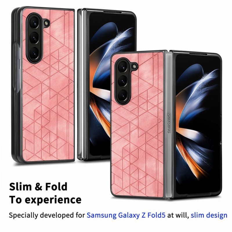 Κάλυμμα Samsung Galaxy Z Fold 5 Θήκες Κινητών Γεωμετρικά Μοτίβα Από Ψεύτικο Δέρμα