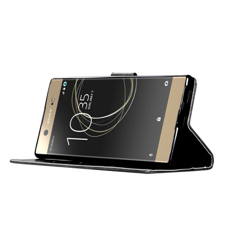 δερματινη Κάλυμμα Για Sony Xperia XA1 Μαύρο Strappy Vintage Δερμάτινο Εφέ