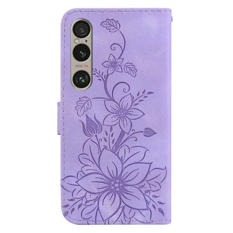 Δερματινη Θηκη Sony Xperia 1 Vi Floral Σχέδιο Με Λουράκι Σιλικόνης