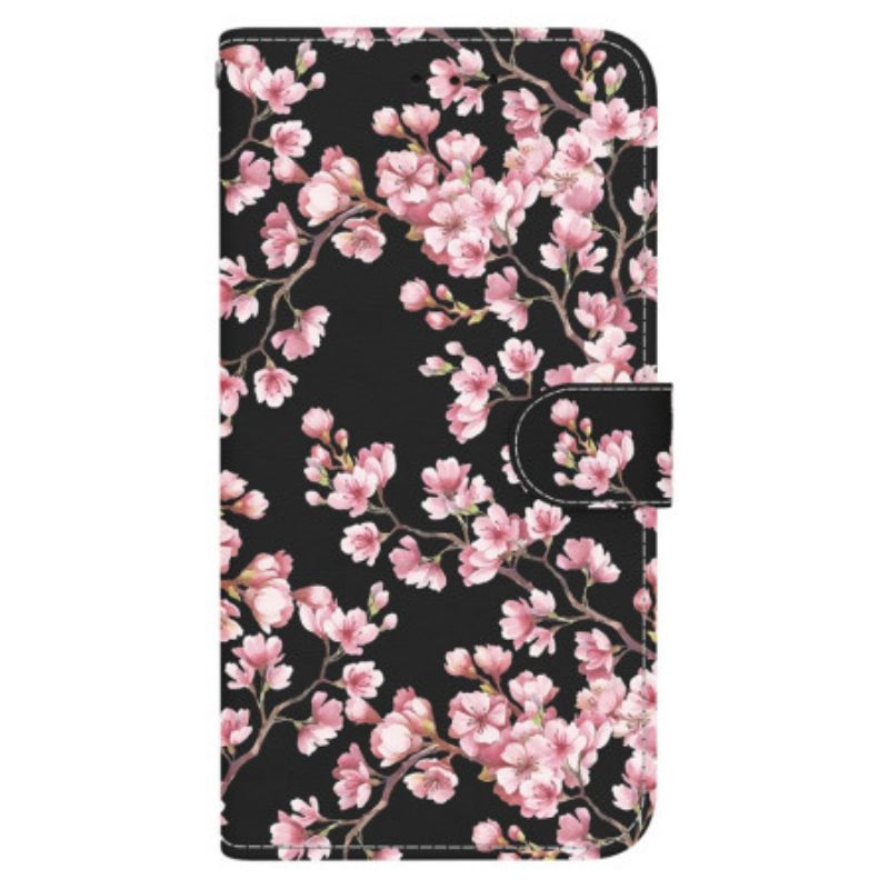 Δερματινη Θηκη Sony Xperia 1 Vi Plum Blossoms Με Λουράκι