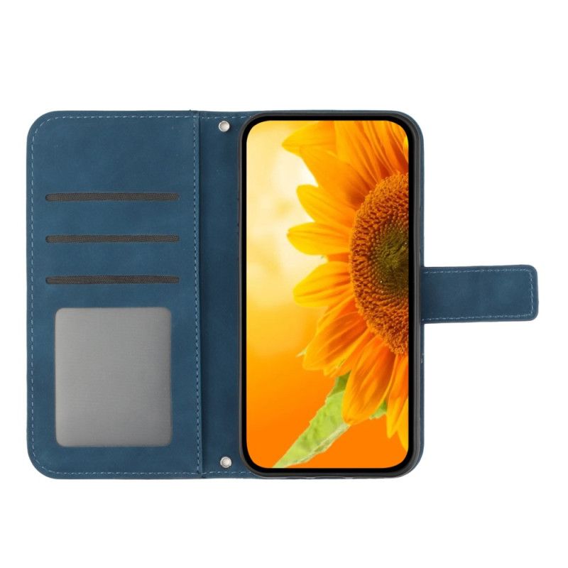 Δερματινη Θηκη Sony Xperia 1 Vi Sunflower Print Με Ιμάντα Ώμου