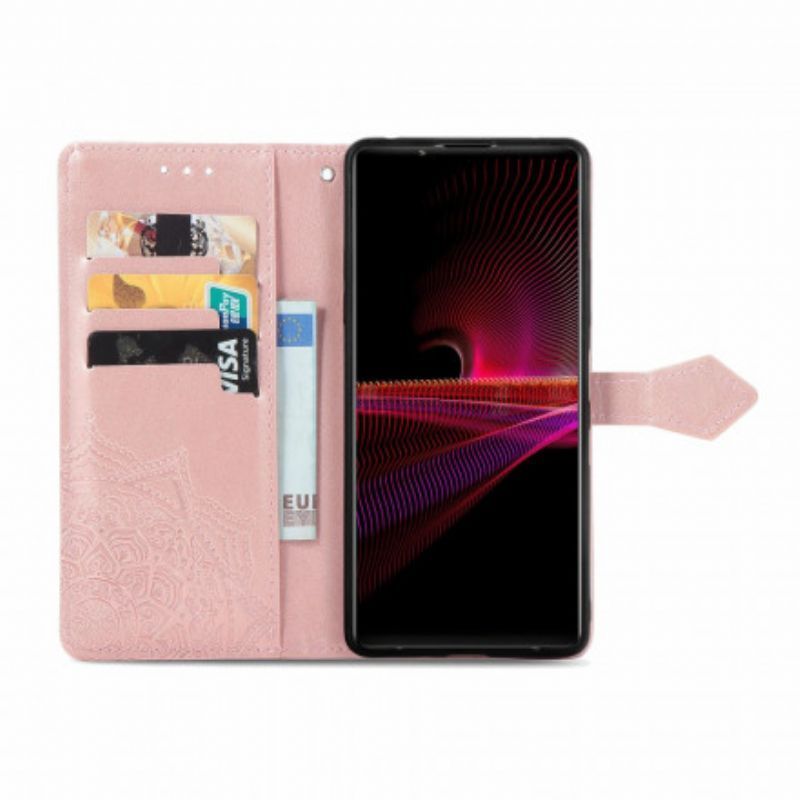 Κάλυμμα Folio Sony Xperia 1 III Μαύρο Μεσαιωνική Μάνταλα