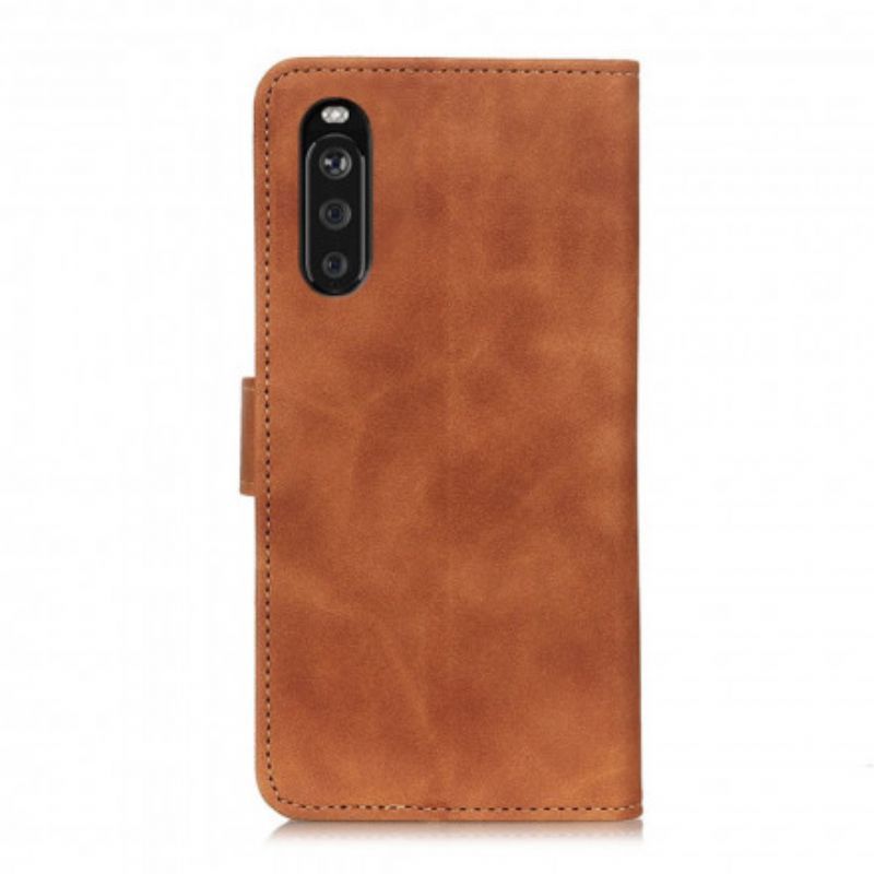 Κάλυμμα Folio Sony Xperia 10 III Μαύρο Vintage Khazneh Leather Effect