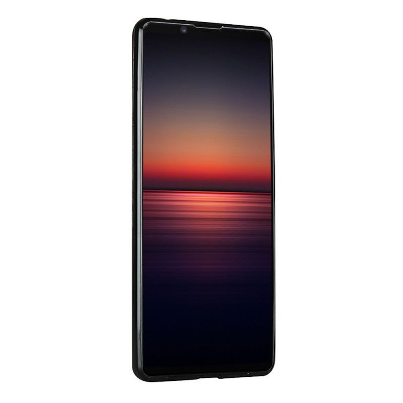 Κάλυμμα Για Sony Xperia 1 II Μαύρο Λουράκι Και Θήκη Για Κάρτες Από Γνήσιο Δέρμα