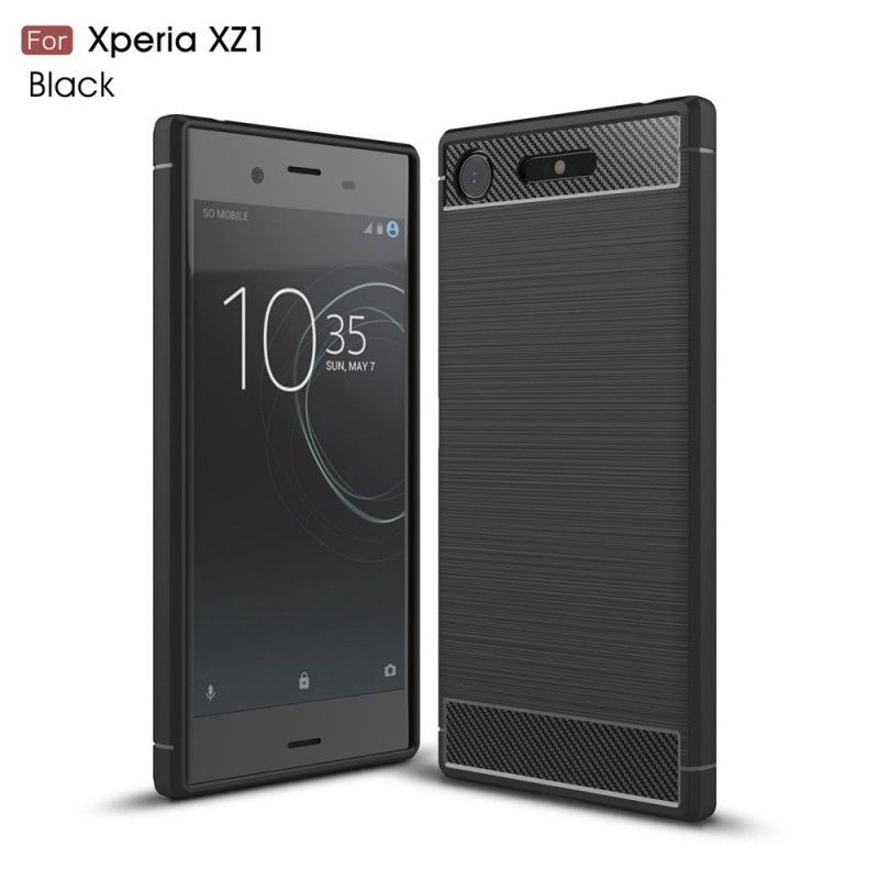 Κάλυμμα Για Sony Xperia XZ1 Μαύρο Βουρτσισμένη Ίνα Άνθρακα