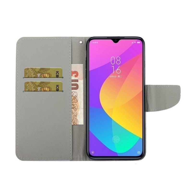 δερματινη Κάλυμμα Για Xiaomi Redmi 9 Πολύχρωμα Λουλούδια Στρινγκ