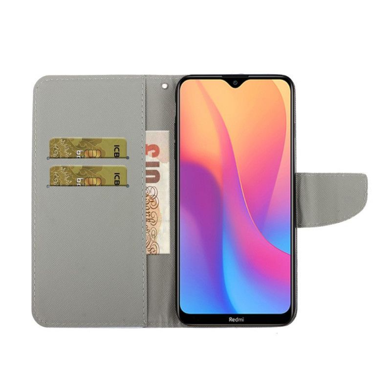 δερματινη Κάλυμμα Για Xiaomi Redmi 9A Γάτα Μην Με Αγγίζεις Λουράκι