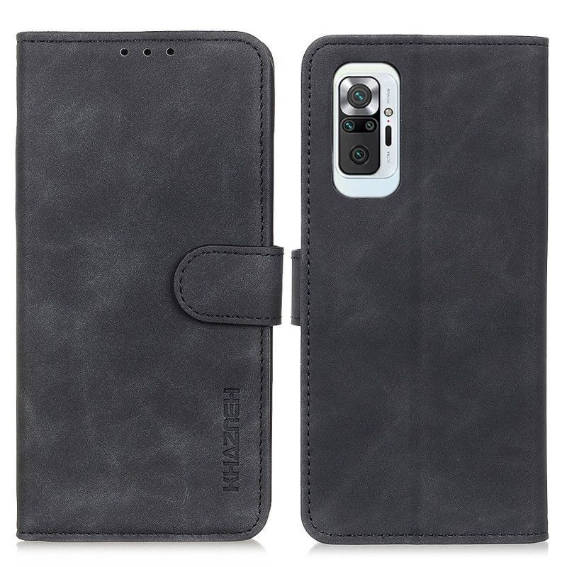 δερματινη Κάλυμμα Για Xiaomi Redmi Note 10 Pro Μαύρο Vintage Khazneh Leather Effect