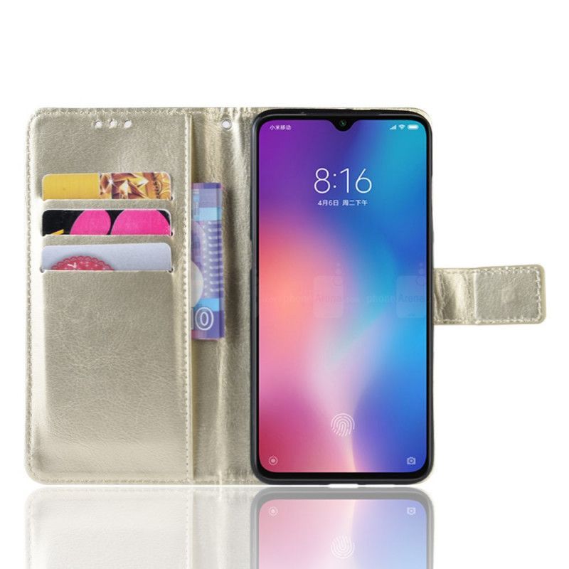 δερματινη Κάλυμμα Xiaomi Mi 9 Lite Μαύρο Φανταχτερό Απομίμηση Δέρματος σιλικόνης